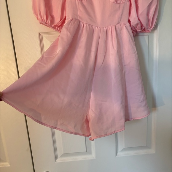 Petal & Pup Billie Satin Romper Pink Girly Feminine Flowy Frilly 2 Puff Sleeve - Picture 8 of 14